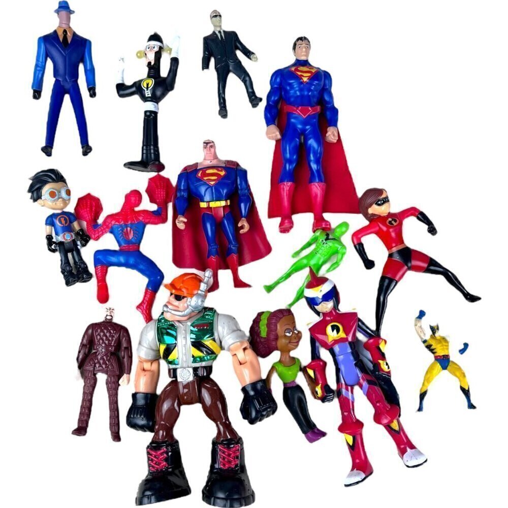 Vintage Superhero Action Figure Toy Lot of 13 Justice League Marvel HEROS Bend E